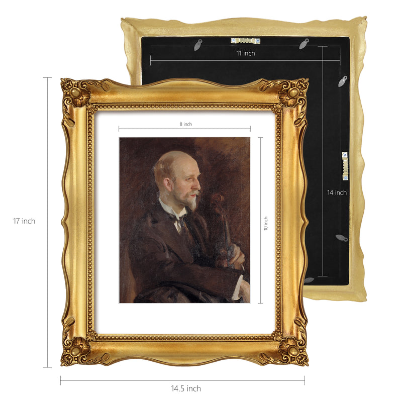 Vintage-Inspired Picture Frame 11x14 with White Mat for 8x10, Gallery Wall and Tabletop Poster Frame