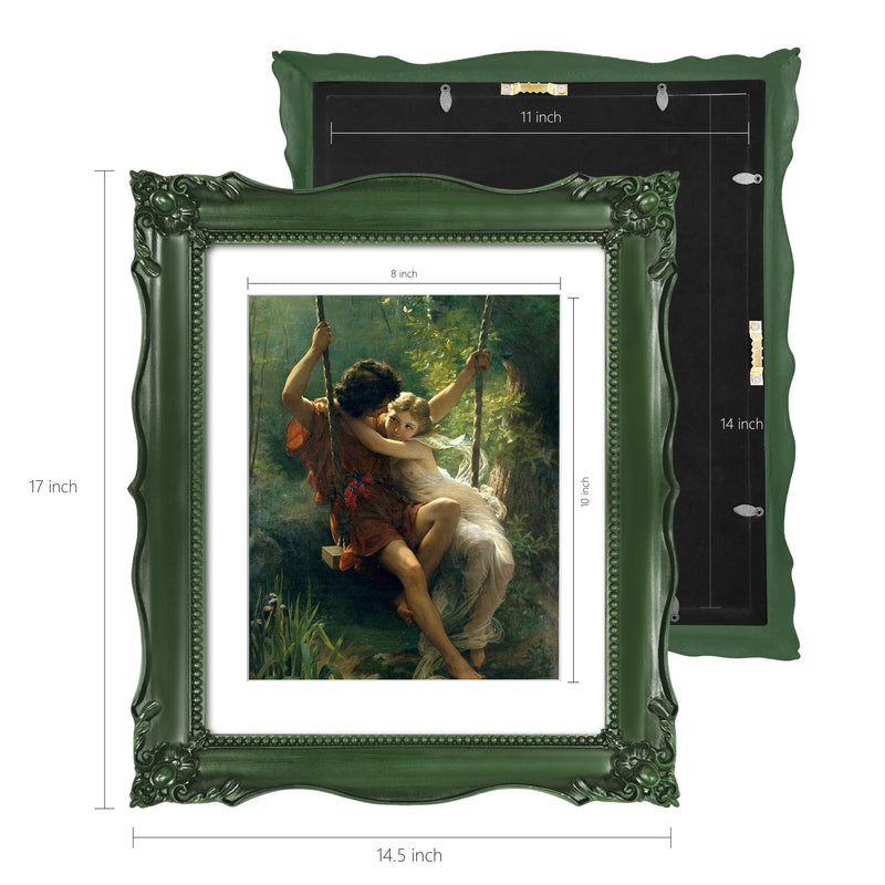Vintage-Inspired Picture Frame 11x14 with White Mat for 8x10, Gallery Wall and Tabletop Poster Frame