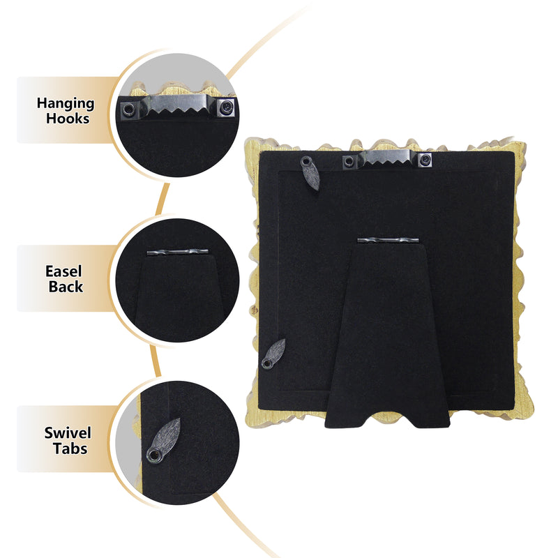 Vintage Gold Picture Frame 4x4, Hand-Painted Square Floral Decorative Frame for Wall or Tabletop Display