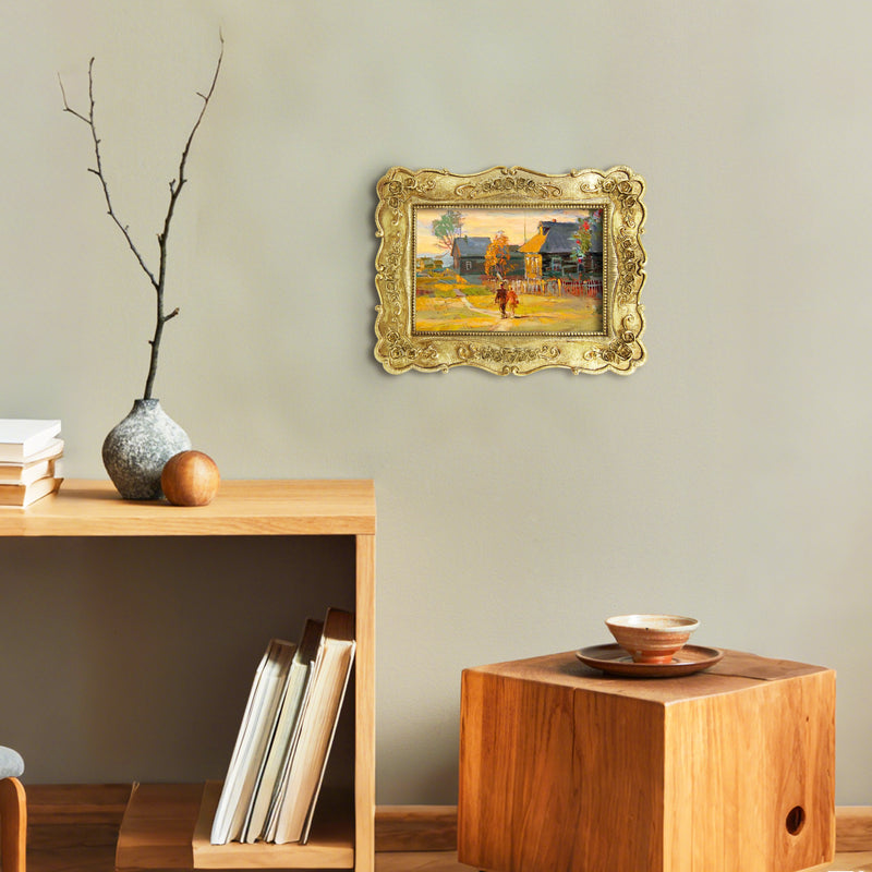 Gold Picture Frames 4x6 for Wall and Desk Display, Vintage 4 x 6 Picture Frame with Hand Carved Roses Flowers Detail, Rustic House Living Room Shelf Decor