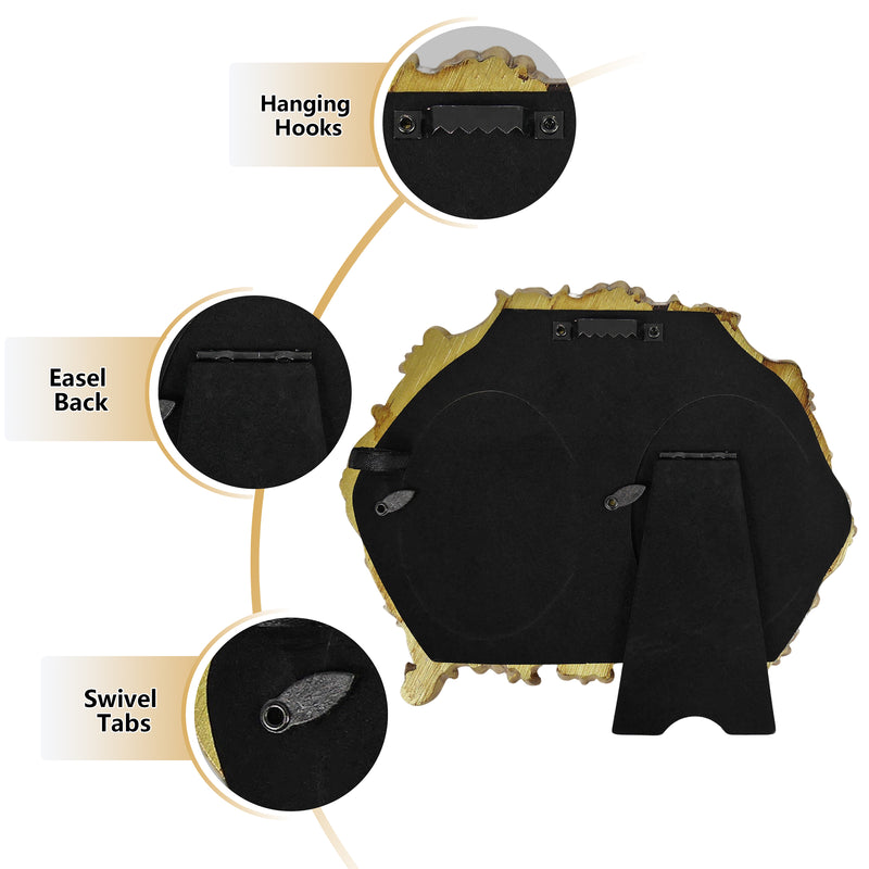 Vintage Double Picture Frame 2.5x3.5, Gold 2-Opening Oval Photo Frames Horizontal for Family Portraits, Antique Style Home Office Shelf Desk Décor