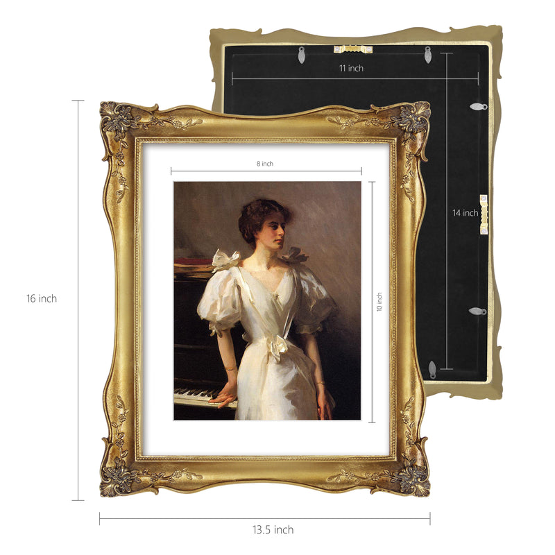 Vintage Gold Picture Frame with Mat for Gallery Wall and Tabletop, Antique Style Home Wedding Décor