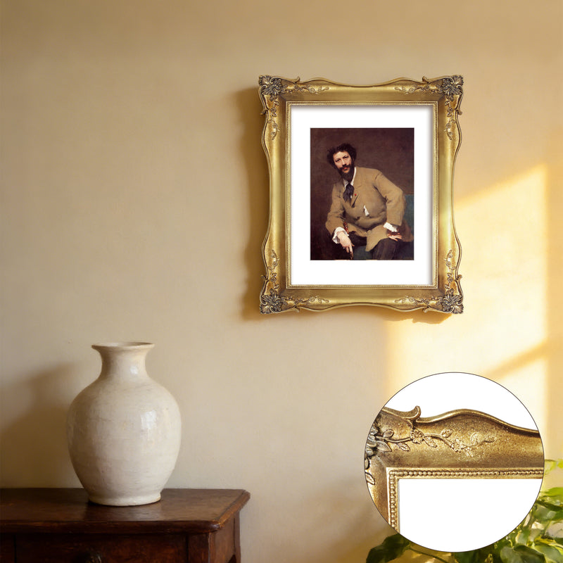 Vintage Gold Picture Frame with Mat for Gallery Wall and Tabletop, Antique Style Home Wedding Décor