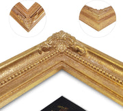 Gold vintage 8x10 picture frame matted for 5x7 image, floral beaded border for wall and tabletop display
