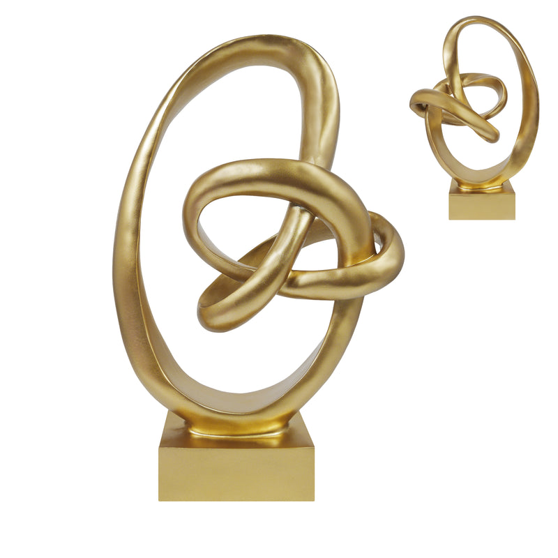 Gold abstract sculpture on a white background