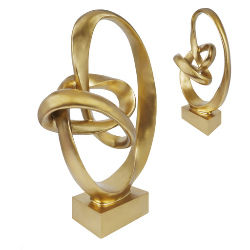 Gold abstract sculpture on a white background