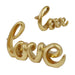 A gold-colored sculpture in the form of the word 'LOVE' in a cursive script, designed for tabletop decor.