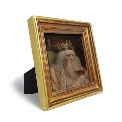 Gold vintage 4x4 hand-painted picture frame for wall and tabletop display, hand-painted