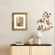 Gold vintage 8x10 picture frame matted for 5x7 image, floral beaded border for wall and tabletop display