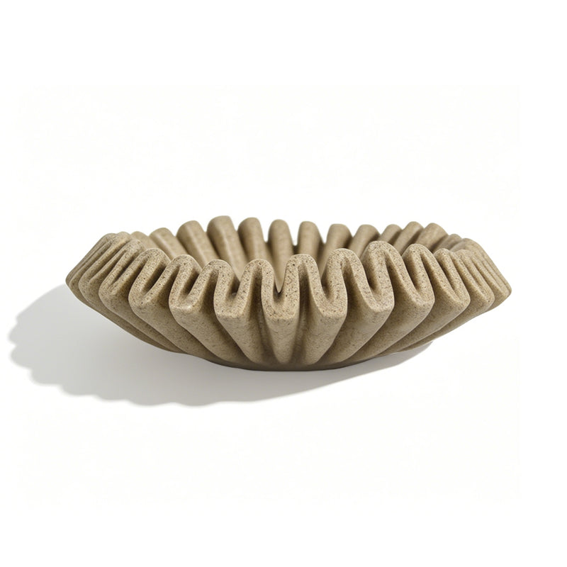 Fluted Scalloped Decorative Bowl, 10" Diameter × 3" Tall Catch-all Bowl, Coffee Table Entryway Bookshelf Decor