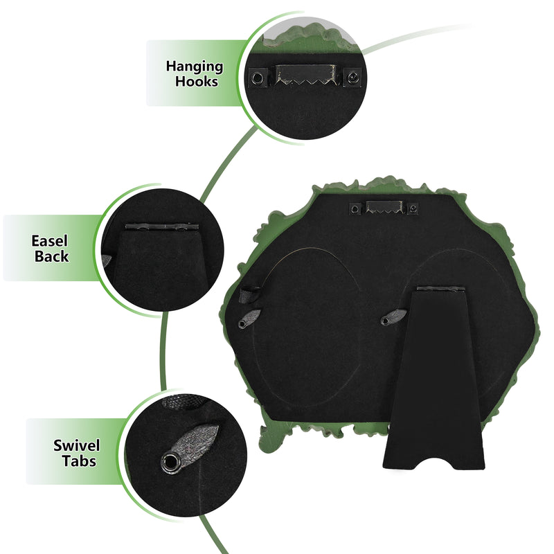 Vintage Double Picture Frame 2.5x3.5, Green Twin Photo Frames Horizontal for Family Couple Portraits, Antique Style Bedside Table Office Desk Décor