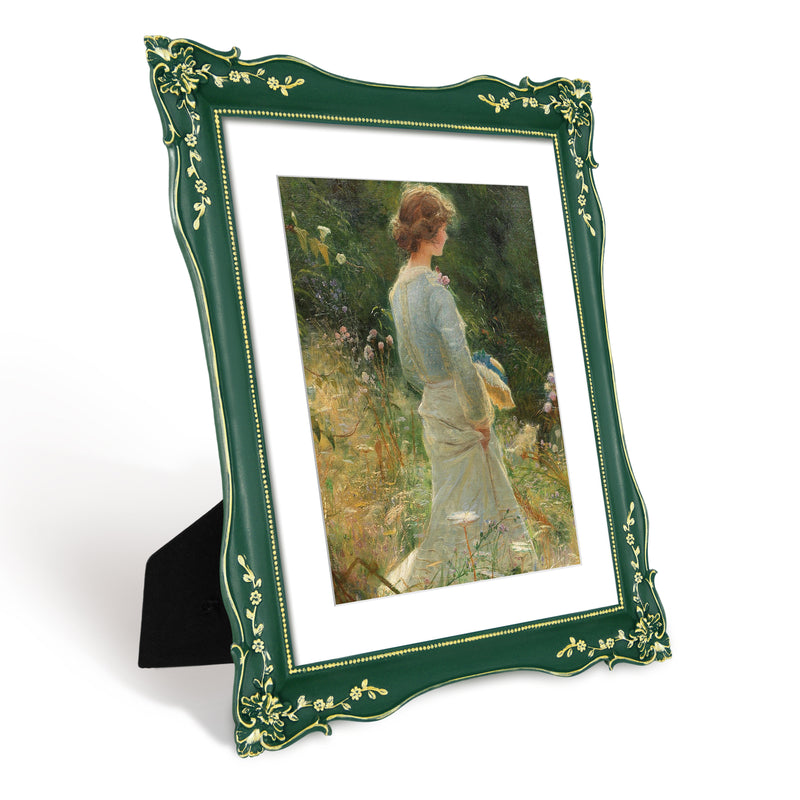 Vintage Picture Frame with Floral and Beaded Detailing, Antique Style Gallery Wall and Tabletop Frame
