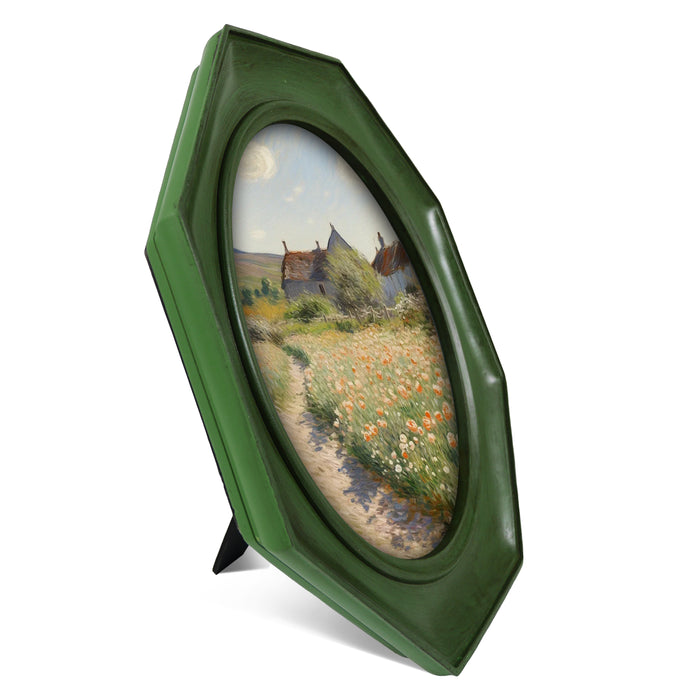 Octagon Picture Frame with Elegant Green Finish, Vintage Home Decor