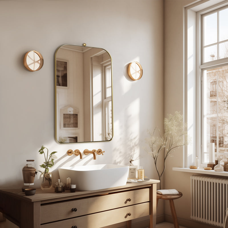 Gold Arch Mirror for Bathroom Vanity, 21x33 inch Wall Mirror for Living Room Entryway