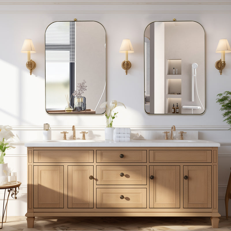 Gold Arch Mirror for Bathroom Vanity, 21x33 inch Wall Mirror for Living Room Entryway