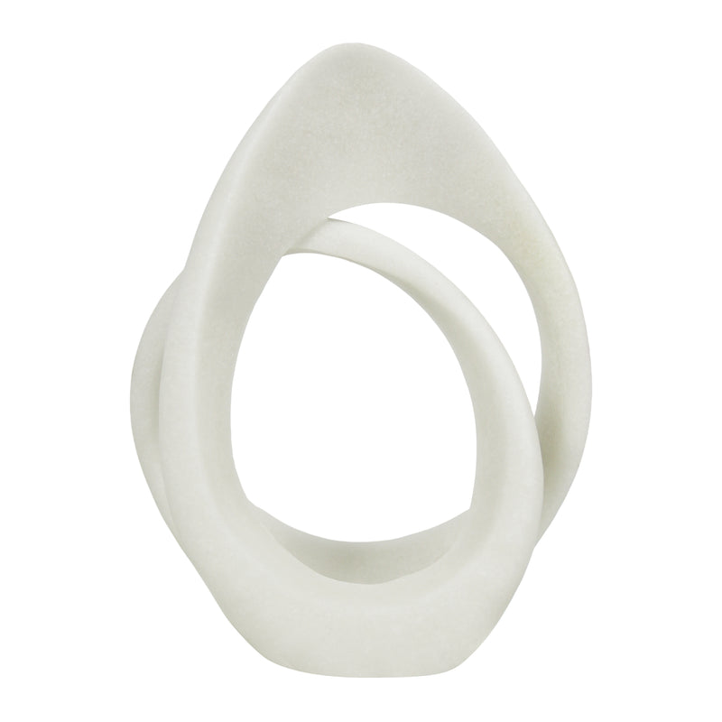Modern Abstract Intertwined Loop Statue, 10" Tall Contemporary Shelf Table Mantel Décor, White Minimalist Sculptures for Indoor Home Office