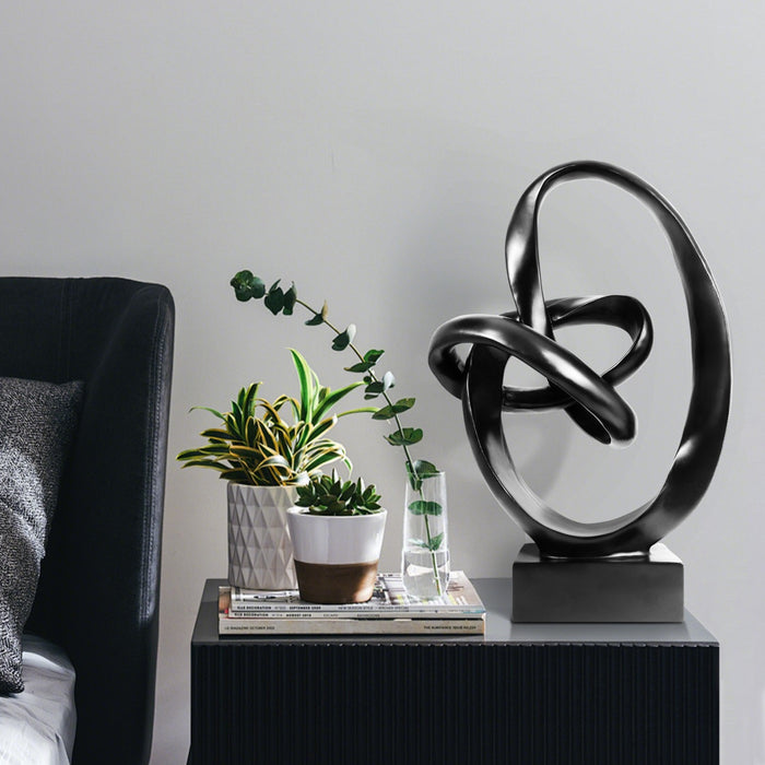 Modern Coffee Table Decor, Abstract Center Piece for Home Office Dining Living Room, 16.5 x 10.5 inch, Black