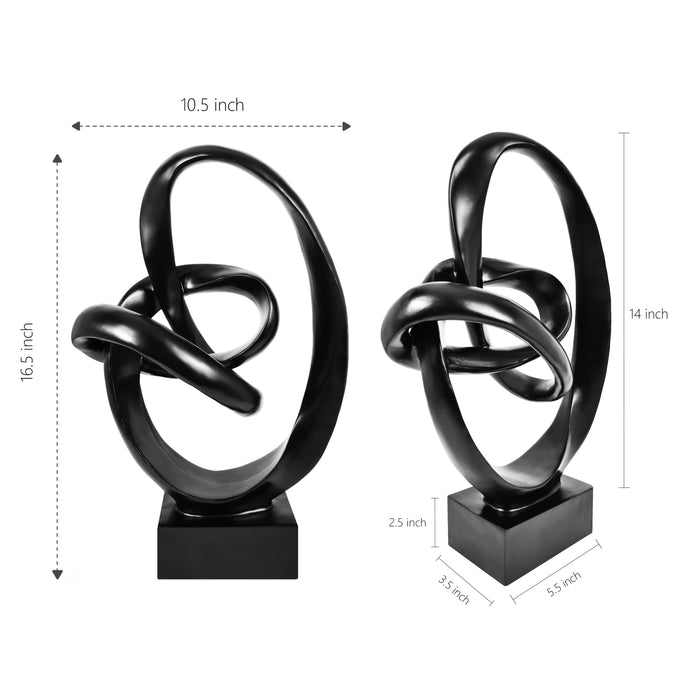 Modern Coffee Table Decor, Abstract Center Piece for Home Office Dining Living Room, 16.5 x 10.5 inch, Black