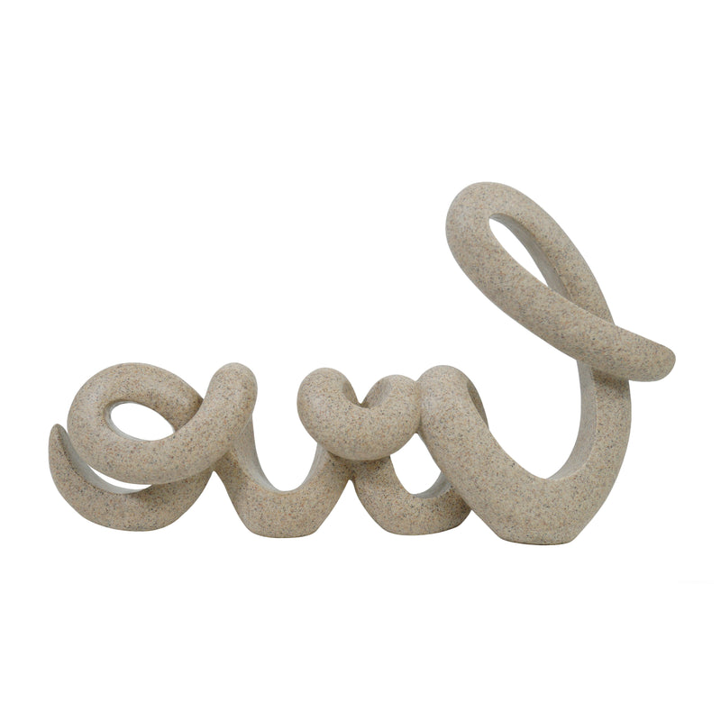 Modern Design Love Word Sculpture, Funny Letters Home Decor, Love Sign for Table Mantel Shelf, 10.5 x 6 inch, Sandstone