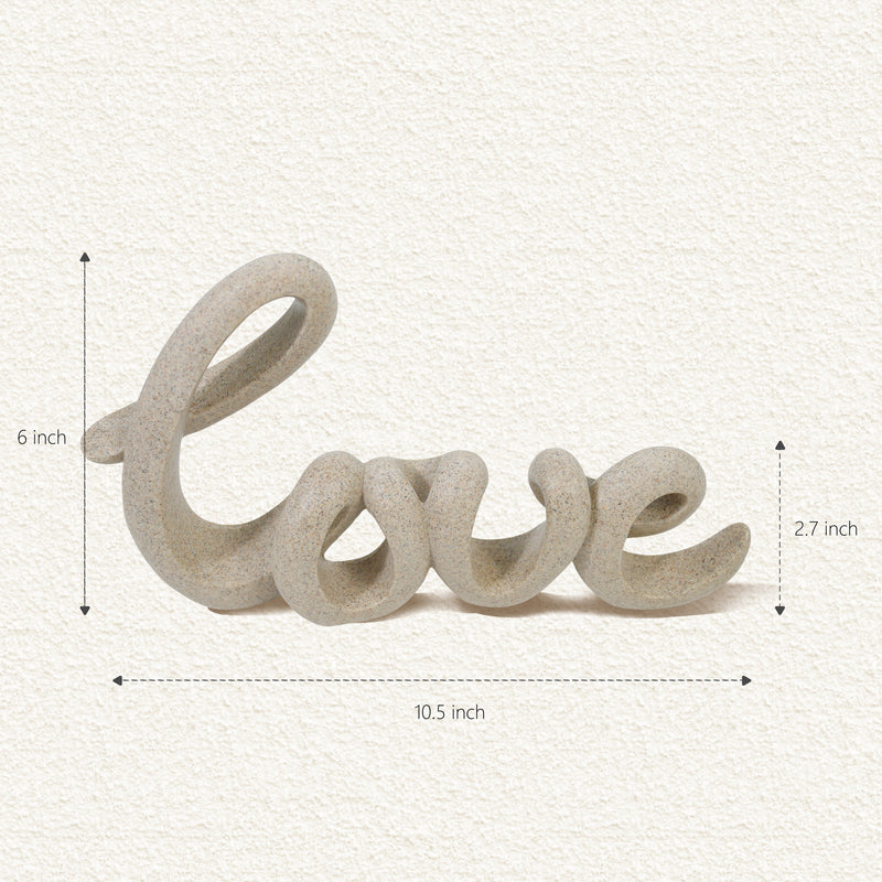 Modern Design Love Word Sculpture, Funny Letters Home Decor, Love Sign for Table Mantel Shelf, 10.5 x 6 inch, Sandstone