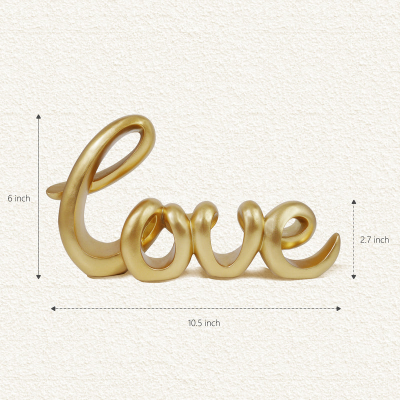 Love Sign for Tabletop Decor, Love Word Degign Home Office Decorations, Funny Letters Sculpture, 10.5 x 6 inch, Gold