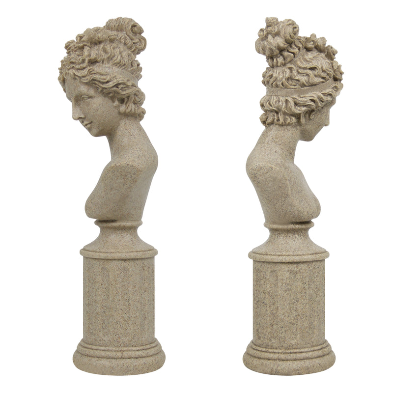 Lady Bust Sculpture 12.5'' Tall, Modern Classical Decorative Statue Accent Décor for Living Rooms Entryways, Sand Beige Female Figure on Pedestal