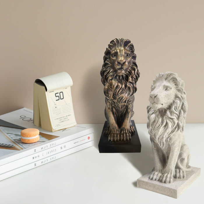 Lion Statues, Lion Sculptures for Mantel Table Shelf Decor, Lion Shaped Bookends, 13'' Tall