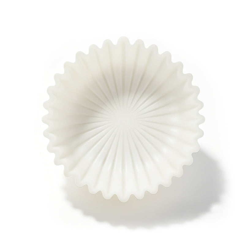 White Decorative Bowl, Marble Style Catchall Bowl for Entryway Console Coffee Table Shelf, 10” Scalloped Fluted Decorative Centerpiece