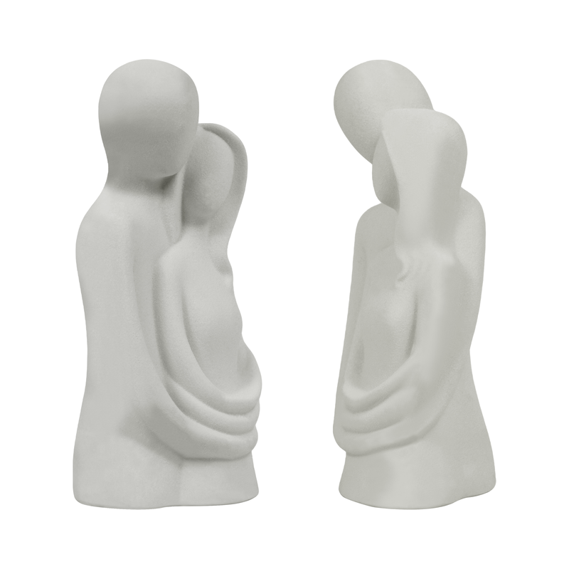 Minimalist Embracing Couple Statue, 8 Inch Romantic Resin Sculpture Figurine for Shelf Tabletop Decor, Anniversary Wedding Gift
