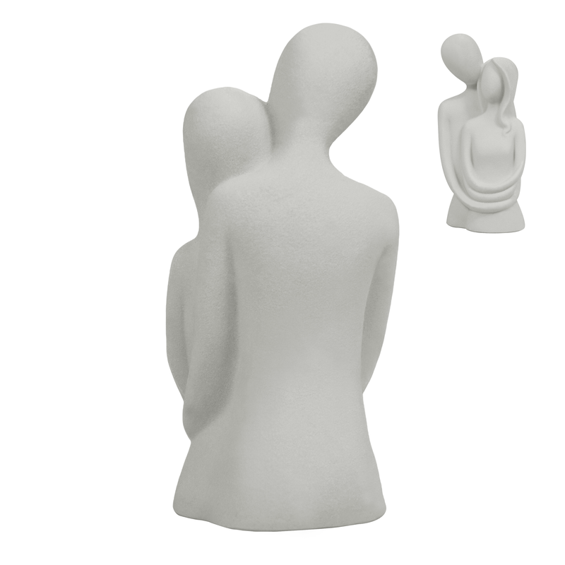 Minimalist Embracing Couple Statue, 8 Inch Romantic Resin Sculpture Figurine for Shelf Tabletop Decor, Anniversary Wedding Gift