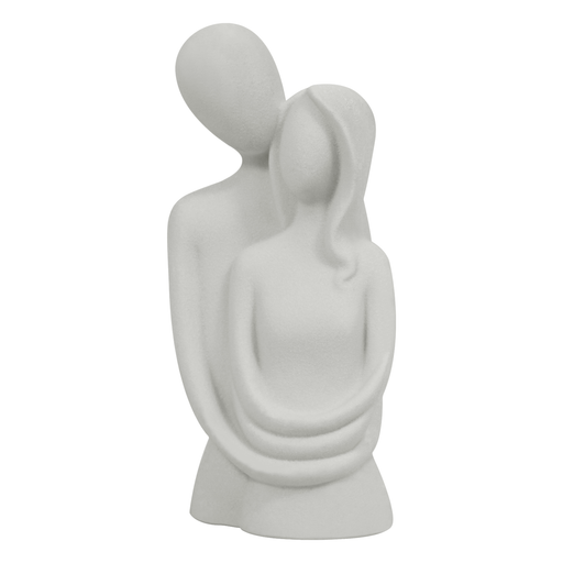 White — Minimalist Embracing Couple Statue, 8 inch Romantic Resin Sculpture
