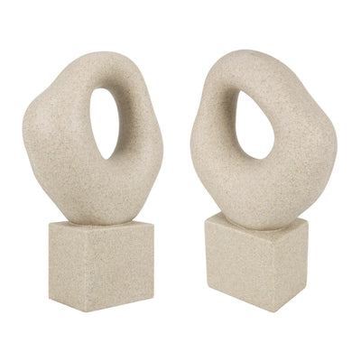 White, Black, Beige — Modern Hollow Abstract Sculpture, 13 inch