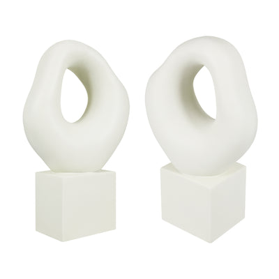 White, Black, Beige — Modern Hollow Abstract Sculpture, 13 inch