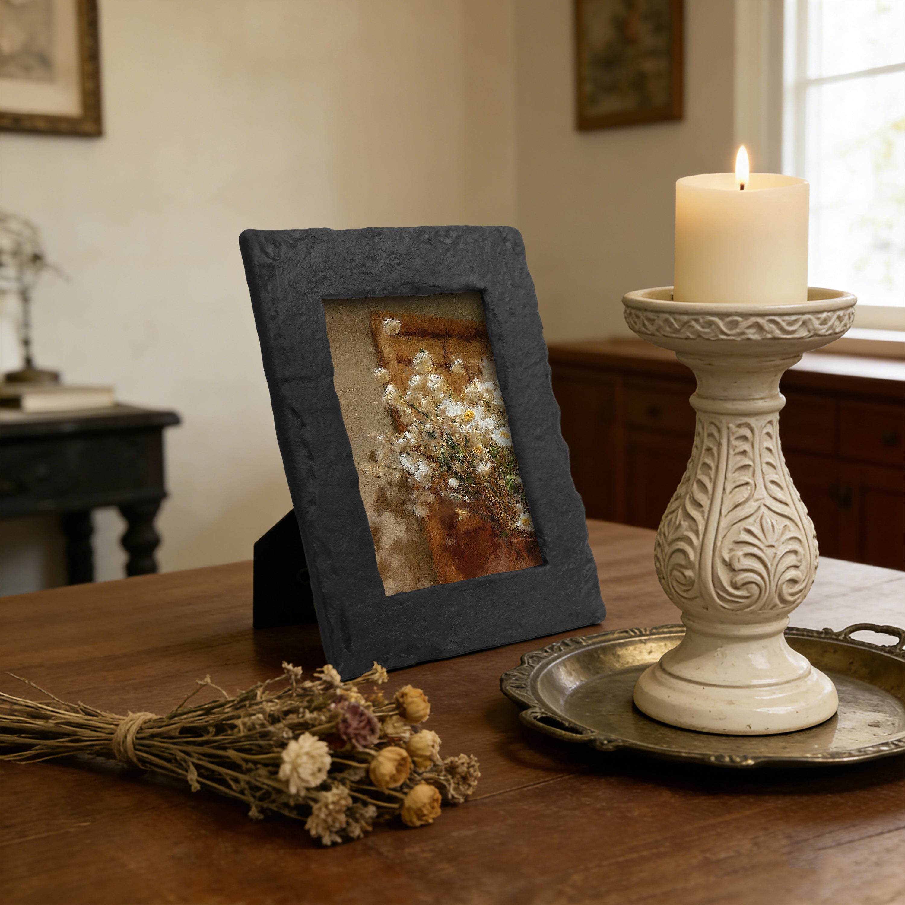 4x6 Minimalist Picture Frame, Chiseled Stone Carved Texture
