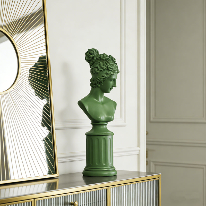 Modern Classical Female Bust Statue, 12.5'' Tall Lady Figure Sculpture for Shelf Desk Coffee Table, Vintage Home Living Room Wedding Bridal Shower Décor