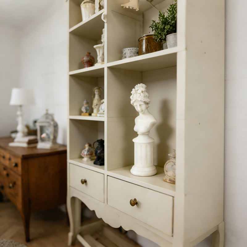 Modern Classical Lady Bust Statue, 12.5'' Tall Sculpture White Female Figure on Pedestal for Shelf Console Tabletop Mantel, French Style Home Office Décor