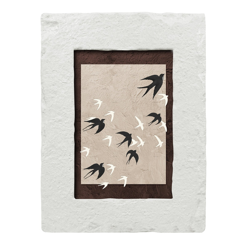 White Picture Frame 4x6, Modern Minimalist Frame for Tabletop and Wall Display, Carved Border with Chiseled Stone Look