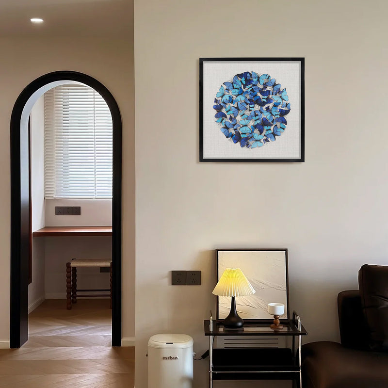 Morpho Butterflies Wall Art Décor Black Frame w/ Glass Cover