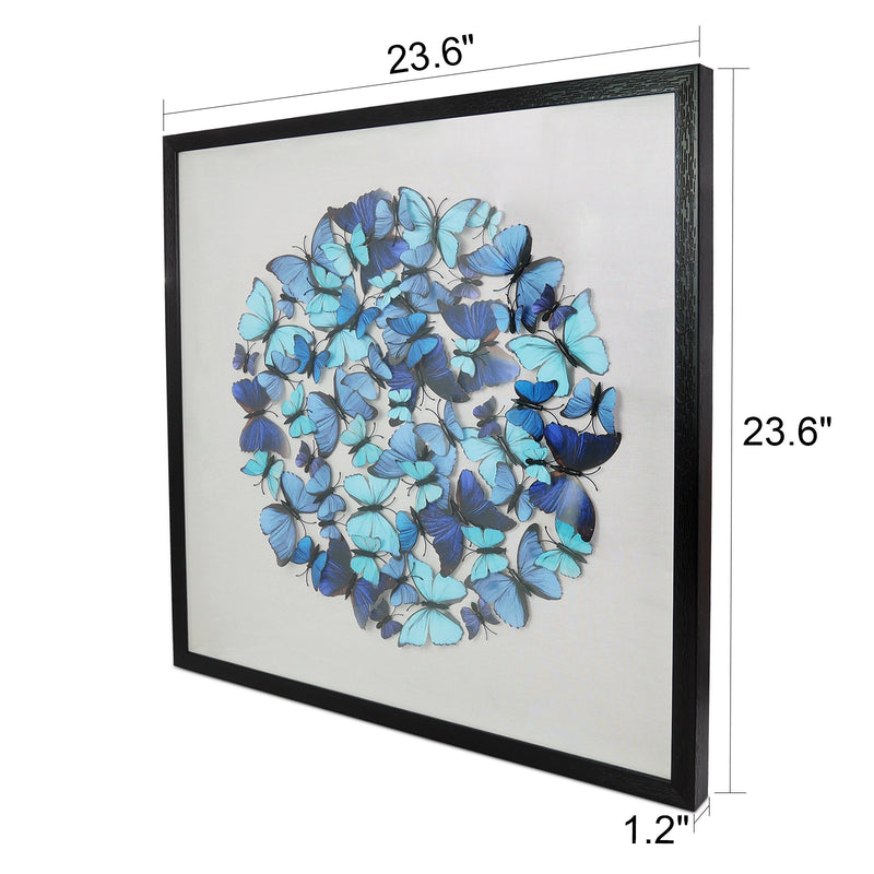 Morpho Butterflies Wall Art Décor Black Frame w/ Glass Cover