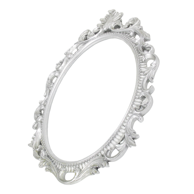 Antique Silver Ornate Frame 13x18 in, 10x13.5 Oval Opening, Vintage Style Open Back Resin Frame for DIY Crafts, Canvas Art, Wall Decor