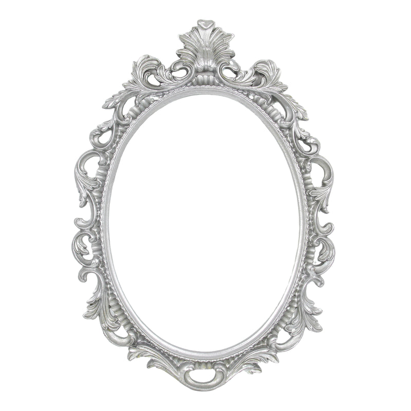 Antique Silver Ornate Frame 13x18 in, 10x13.5 Oval Opening, Vintage Style Open Back Resin Frame for DIY Crafts, Canvas Art, Wall Decor