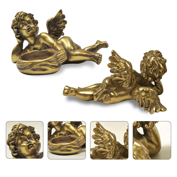 Gold cherub tealight candle holders, perfect for creating a balanced and harmonious display.