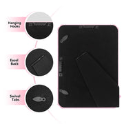 Black fabric panel with features highlighted on a white background