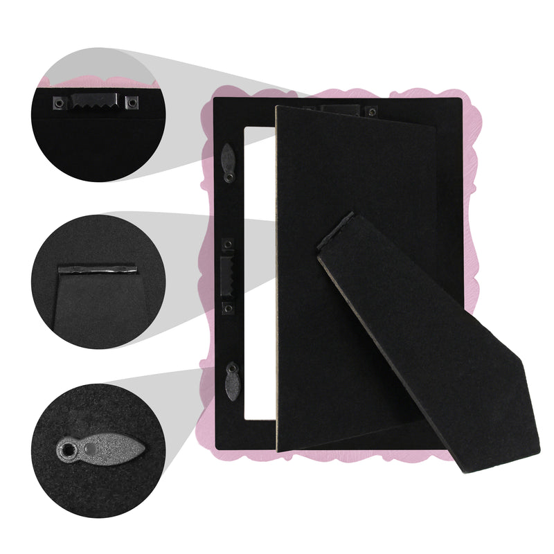 Pink Picture Frames 4x6 for Wall and Desk Display, Vintage 4 x 6 Picture Frame with Hand Carved Roses Flowers Detail, Rustic House Living Room Shelf Decor