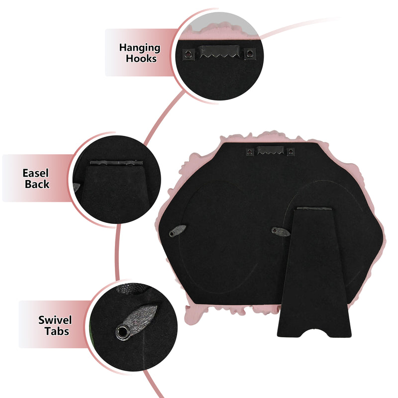 Vintage Double Picture Frame 2.5x3.5, Pink Twin Photo Frames Horizontal for Family Couple Portraits, Antique Style Bedside Table Shelf Desk Décor