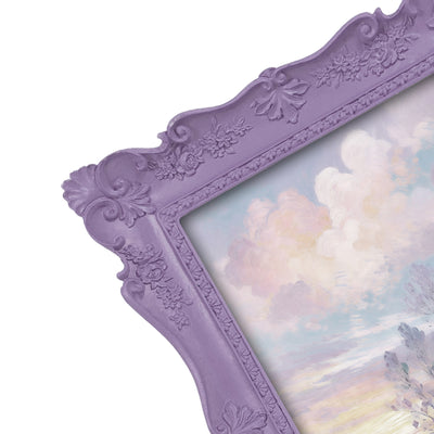 4x6 / 5x7 Victorian vintage purple picture frame with antique floral detail displayed in home décor 