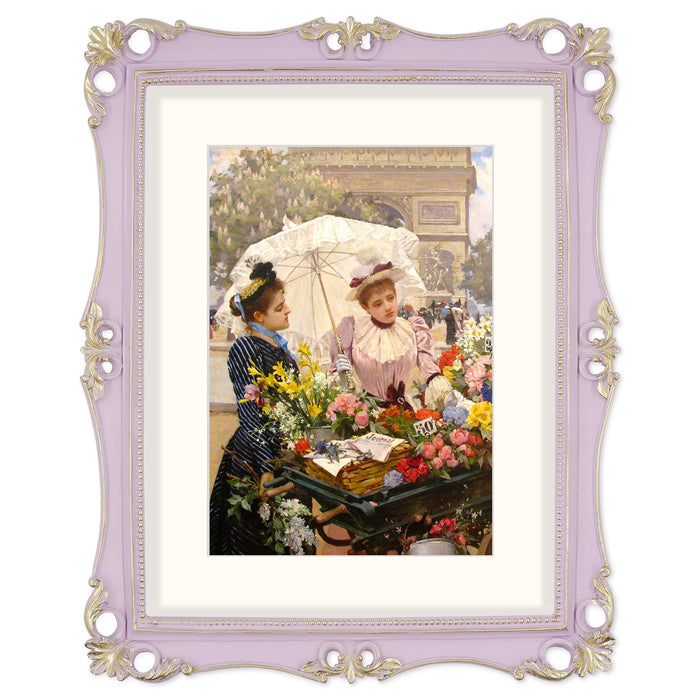 An 11x14-inch picture frame with a mat for an 8x10-inch photo, featuring sculpted edges and decorative accents in a hand-painted antique style finish.