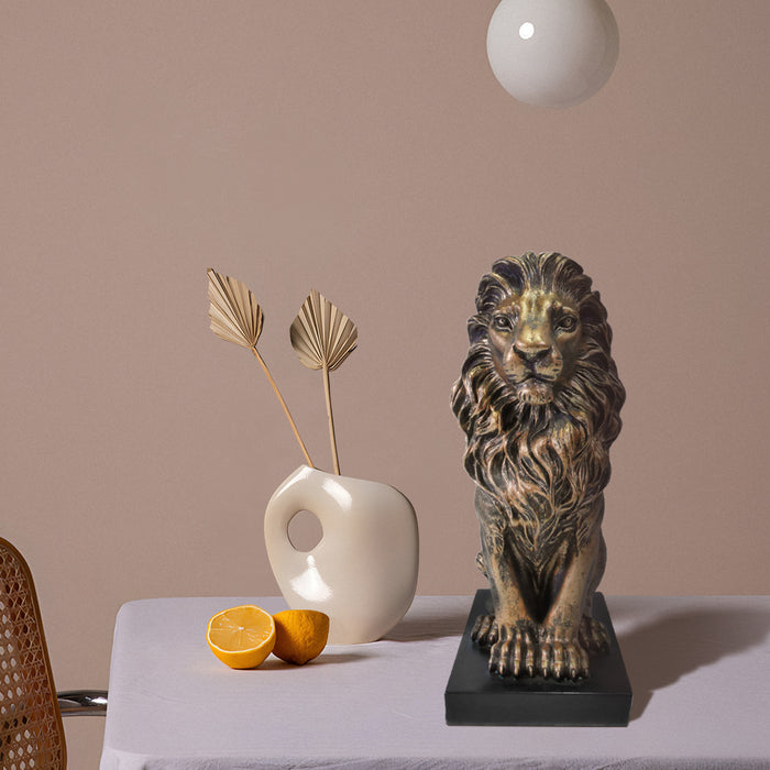 Resin Bronze Lion Sculpture for Room Decor