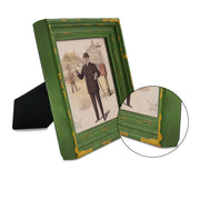 Rustic green vintage 4x4 hand-painted picture frame for wall and tabletop display, hand-painted
