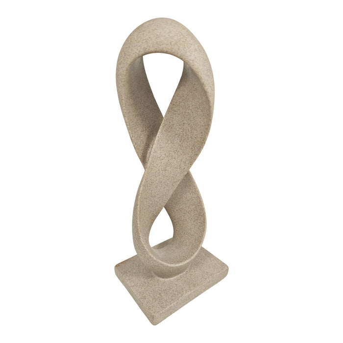 Beige Abstract Infinity Loop Sculpture, Stone Finish Modern Contemporary Home Accent Decor